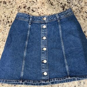 Divided H&M Blue Jean Mini Skirt with Button Closure